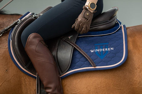 Winderen Sattelpad fürs Springreiten Slim 10mm Dark Blue / Rosegold 17"