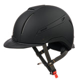Reithelm CLASSIC Schwarz mit schwarzem Leder von JIN Stirrup JS Italia, CAP CLASSIC Black with black leather, Reitkappe, riding helmet, Helm