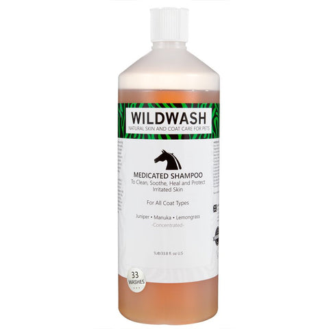 Shampoo für Pferde mit gereizter Haut, Linderung von Schmerzen, Schwellungen und Bissen, fördert den Heilungsprozess der Haut, WildWash Pferdeshampoo Medicated