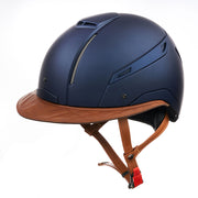 Reithelm LADY Blau mit braunem Leder von JIN Stirrup JS Italia, CAP LADY Blue with brown leather, Reitkappe, Helm, riding helmet